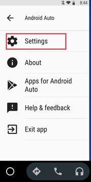 sélectionner les paramètres sur Android Auto