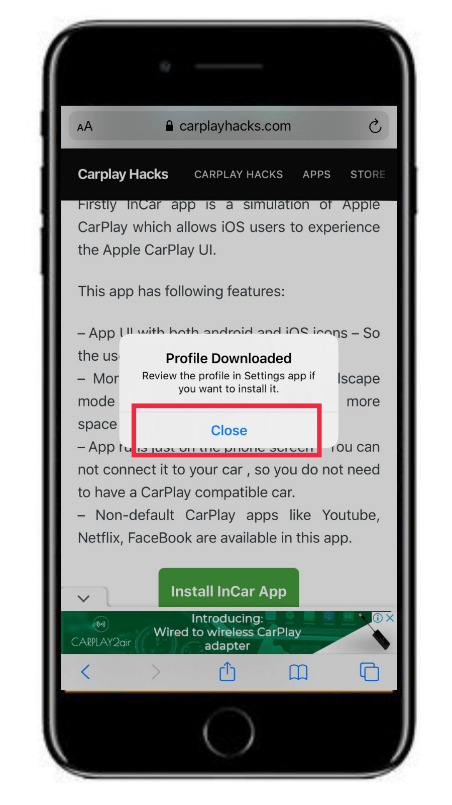 how to install incar app