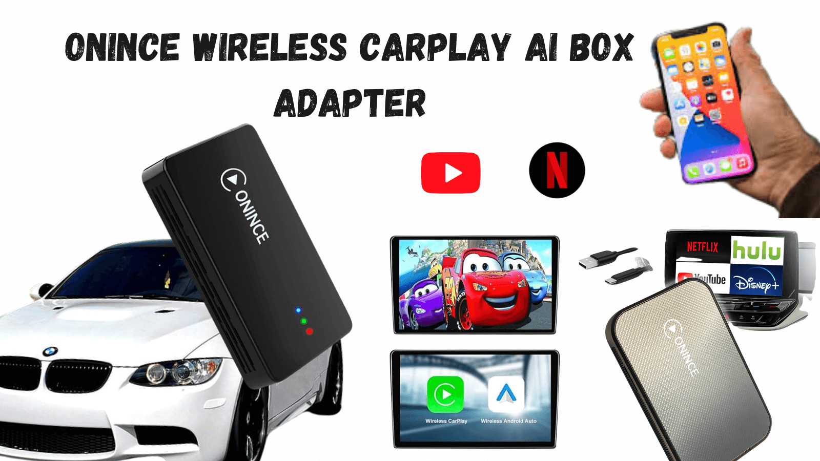 Onince wireless CarPlay Adapter for add any app on Carplay