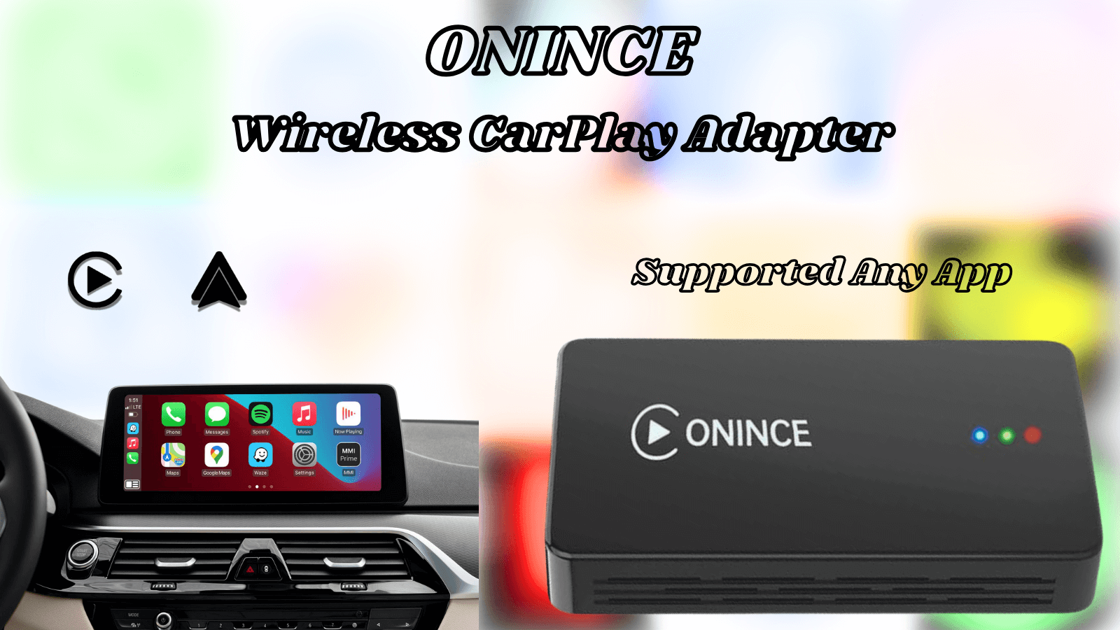 Onince Ai Box Wireless Carplay Adapter for any app